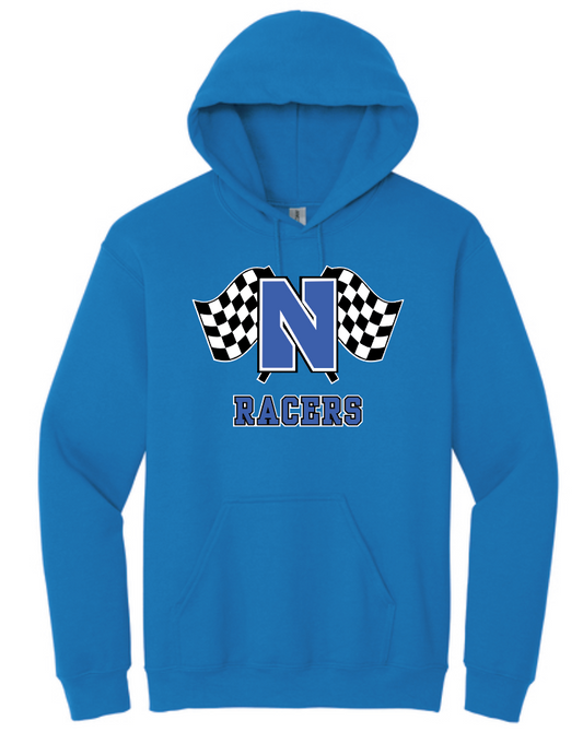 Newcastle Middle School "Racer Flags" Gildan Hooded Sweatshirt (royal)