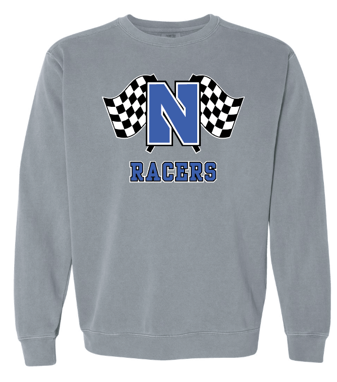 Newcastle Middle School "Racer Flags" Comfort Colors Crewneck Sweatshirt (granite)