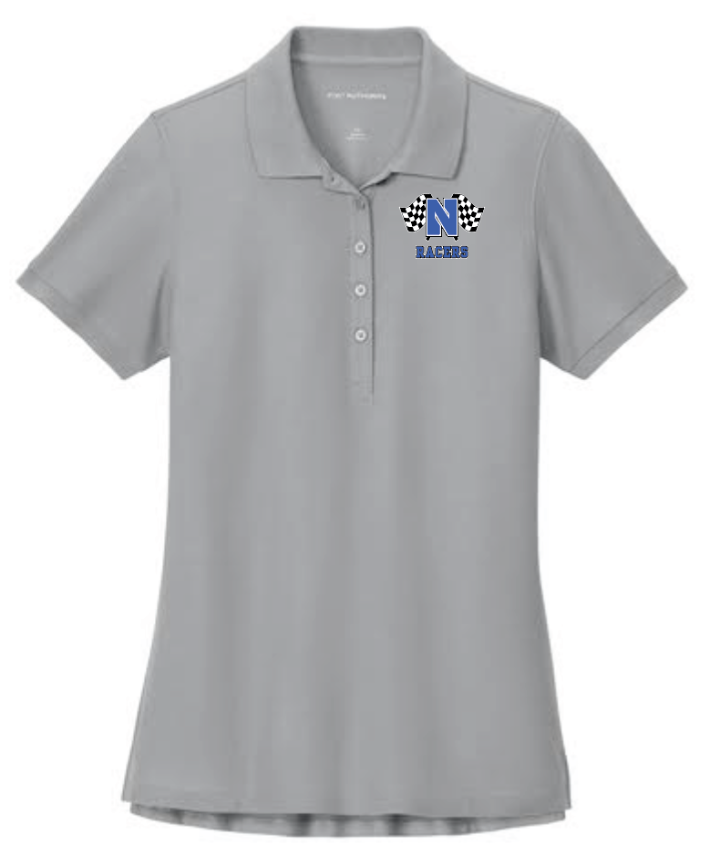 Newcastle Middle School "Racer Flags" Women's Pique Polo (grey)