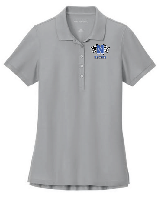 Newcastle Middle School "Racer Flags" Women's Pique Polo (grey)