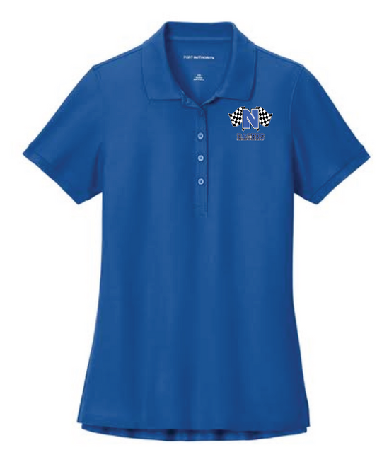 Newcastle Middle School "Racer Flags" Women's Pique Polo (royal)