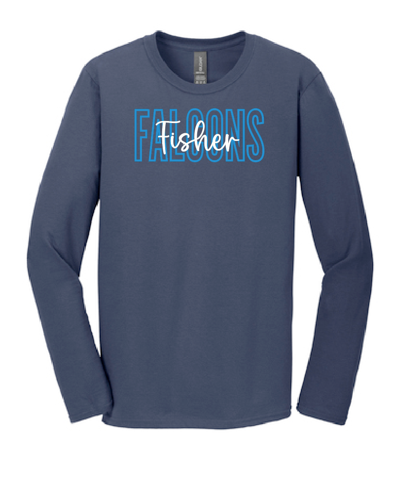 Fisher "Block Script" Design Softstyle L/S T-shirt