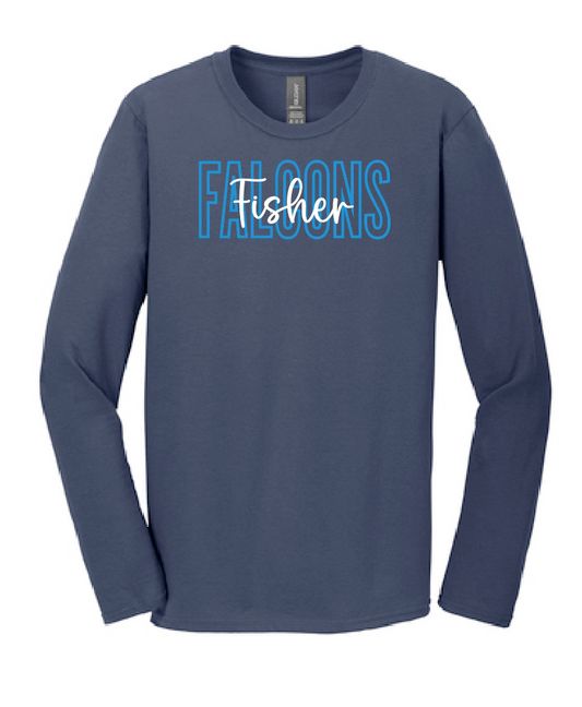 Fisher "Block Script" Design Softstyle L/S T-shirt