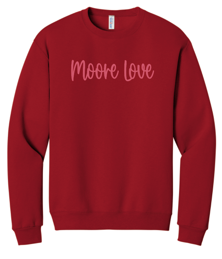Moore West Moore Love "Tonal" Design Crewneck Sweatshirt (red)