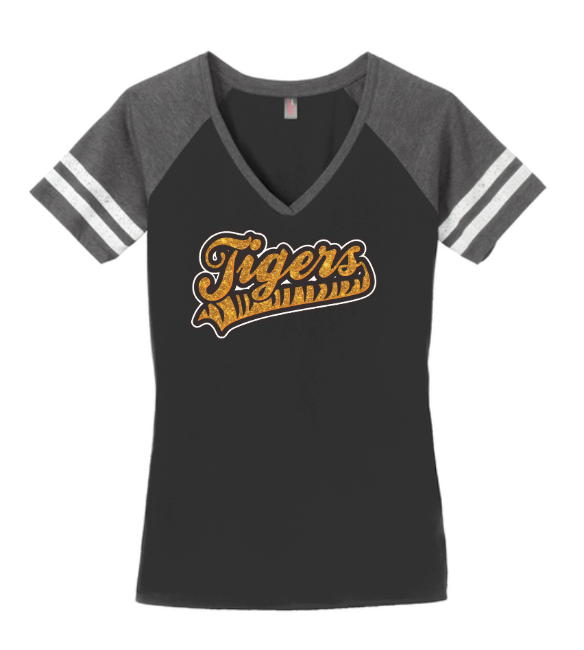 NHS PTA "Glitter" Design Women's Game V-neck Tee