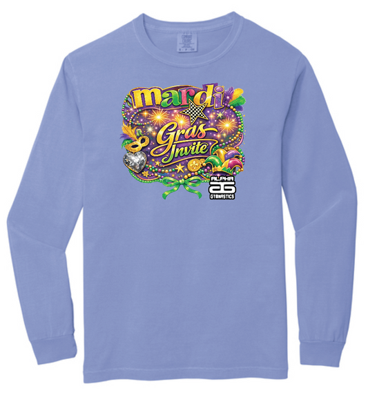 Alpha Gymnastics "Mardi Gras" Design Comfort Colors L/S T-shirt