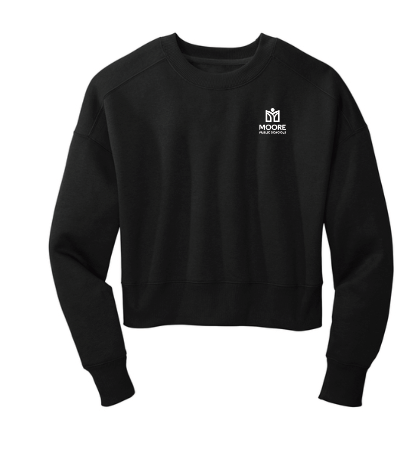 Moore Public Schools "Logo" District Women's Cropped Sweatshirt (black)