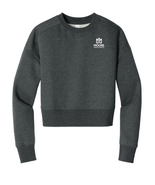 Moore Public Schools "Logo" District Women's Cropped Sweatshirt (htr char)