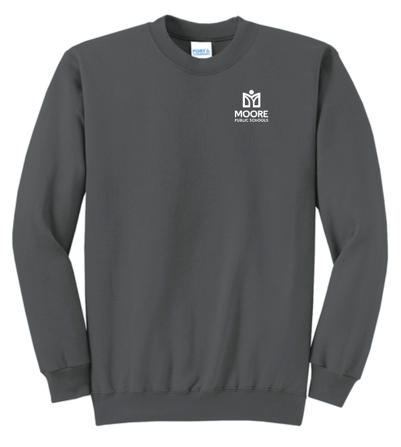 Moore Public Schools "Logo" Port & Co Unisex Crewneck Sweatshirt (charcoal)