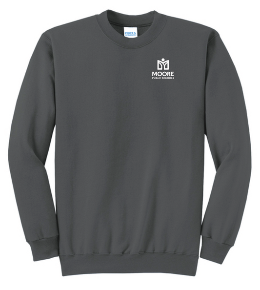 Moore Public Schools "Logo" Port & Co Unisex Crewneck Sweatshirt (charcoal)
