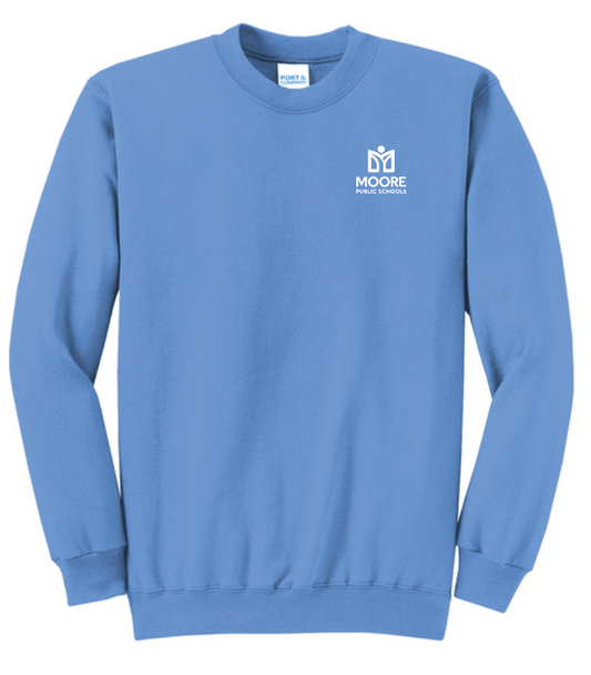 Moore Public Schools "Logo" Port & Co Unisex Crewneck Sweatshirt (caro blue)
