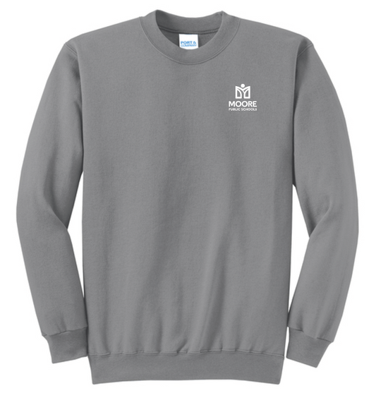 Moore Public Schools "Logo" Port & Co Unisex Crewneck Sweatshirt (med grey)