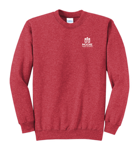 Moore Public Schools "Logo" Port & Co Unisex Crewneck Sweatshirt (htr red)