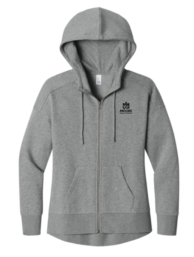 Moore Public Schools "Logo" District Women's Full Zip Sweatshirt (htr steel)