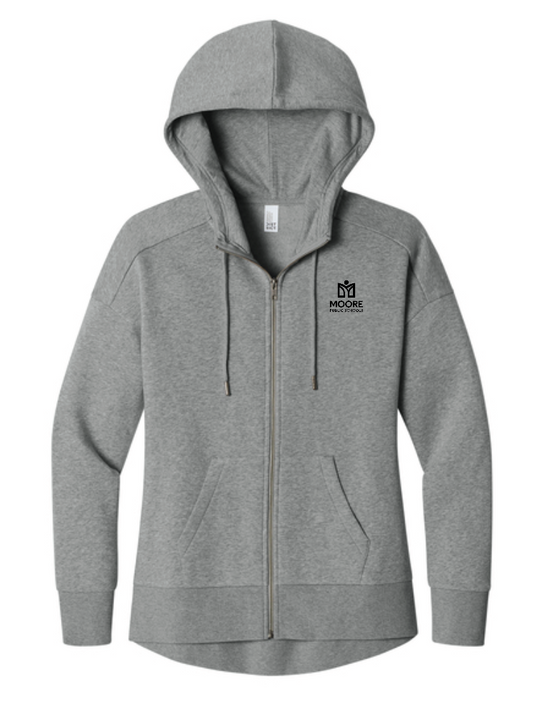 Moore Public Schools "Logo" District Women's Full Zip Sweatshirt (htr steel)