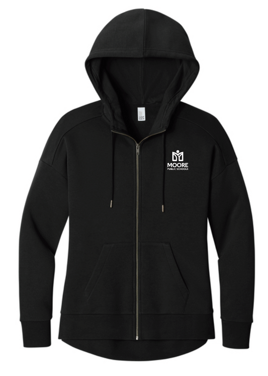 Moore Public Schools "Logo" District Women's Full Zip Sweatshirt (black)