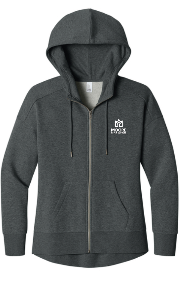 Moore Public Schools "Logo" District Women's Full Zip Sweatshirt (htr charcoal)