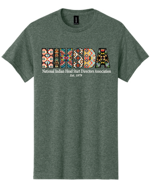 NIHSDA "Beaded Letters" Design S/S T-shirt (htr mil green)