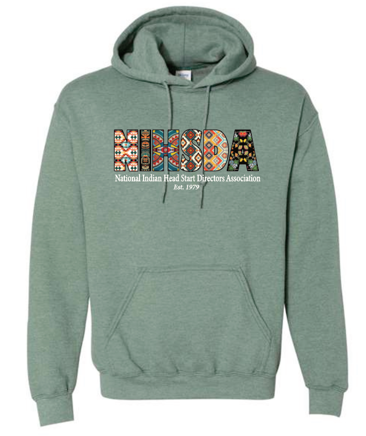 NIHSDA "Beaded Letters" Design Hooded Sweatshirt (htr drk green)