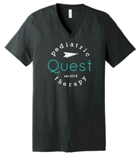 Quest "Logo" Design S/S Bella Canvas V-neck T-shirt (black htr)