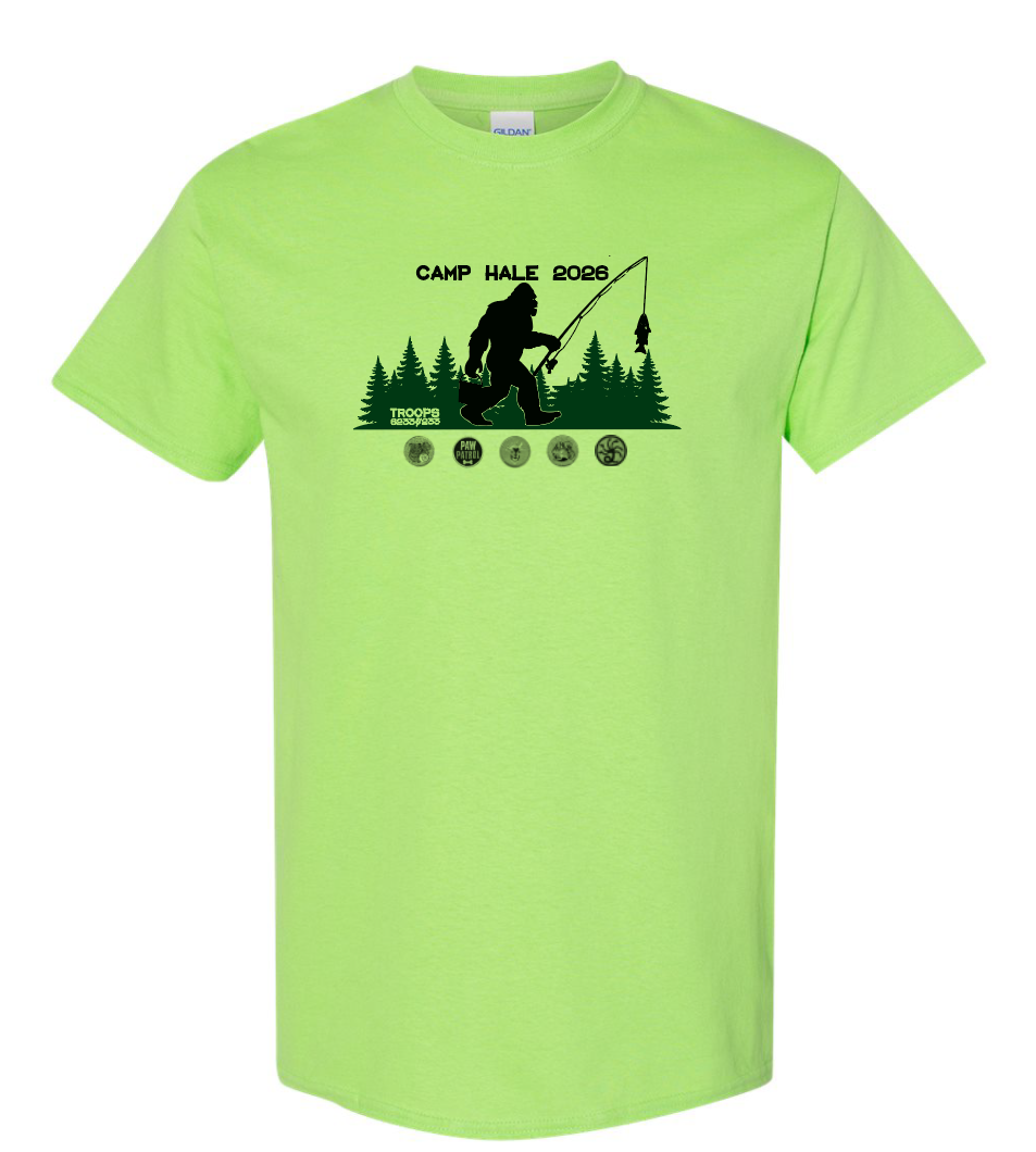 Troop 6233 & 233 "Camp Hale" Design S/S T-shirt (lime)
