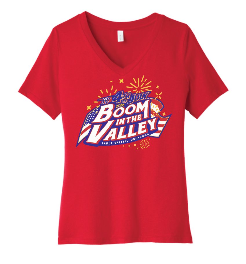 Pauls Valley "4th of July" Design Women's S/S V-neck (red)