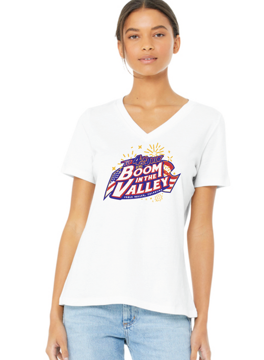 Pauls Valley "4th of July" Design Women's S/S V-neck (white)