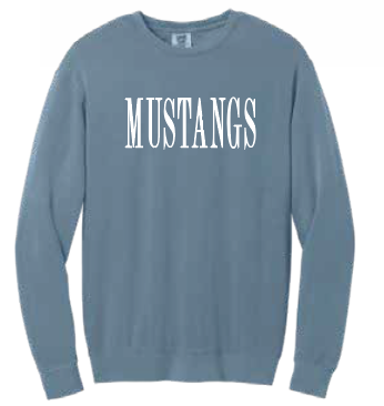 Monroe "Mustangs" Design Comfort Colors Crewneck Sweatshirt (adult)