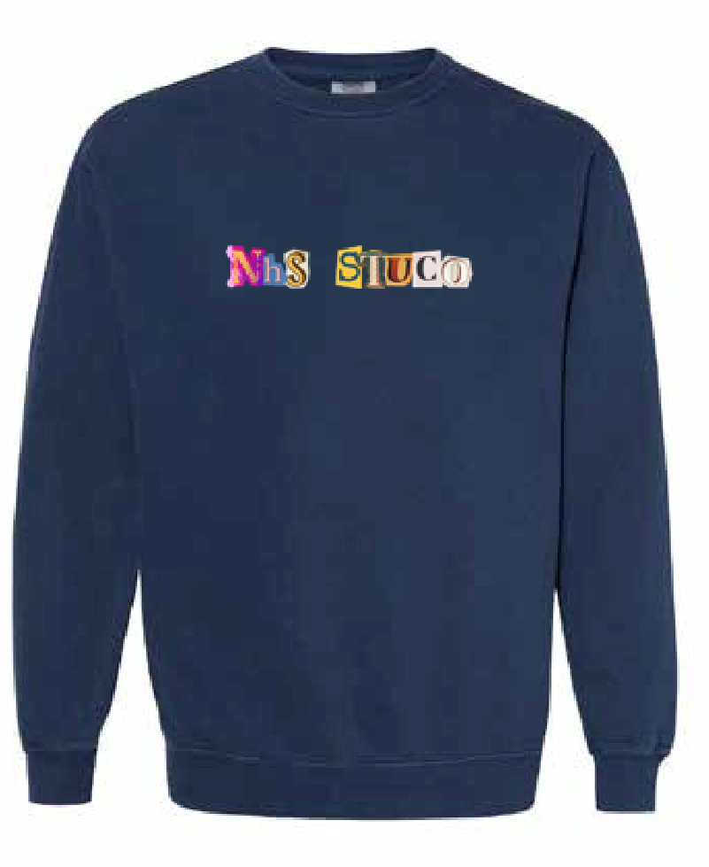 NHS StuCo "Newspaper" Design Comfort Colors Crewneck Sweatshirt