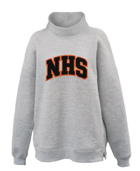 NHS Cheer "NHS" Chenille Design Mock Sweatshirt