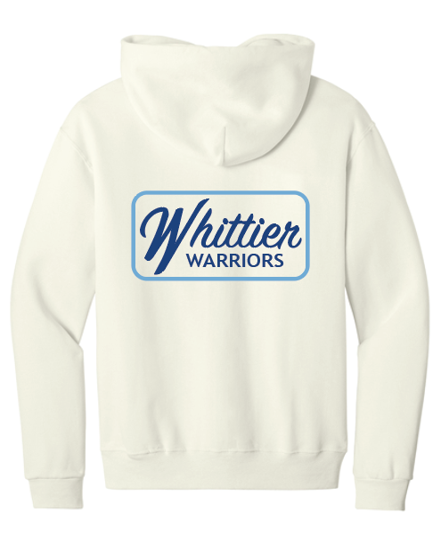 Whittier “Cream Logo” Design Jerzees Hooded Sweatshirt