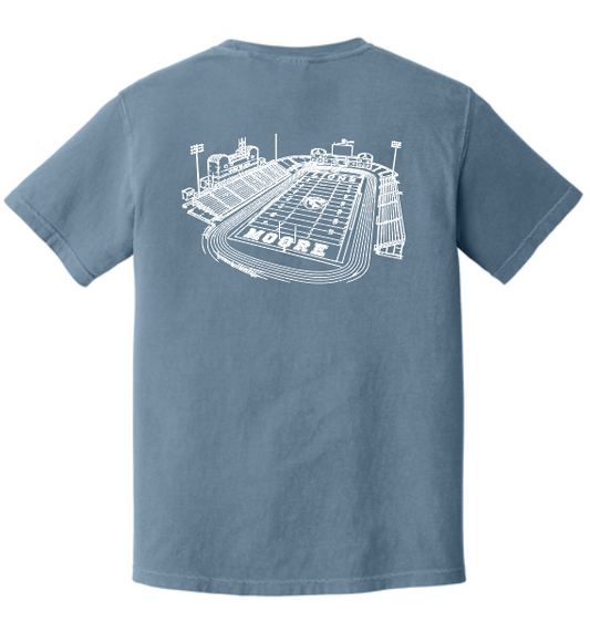 Moore High Football "Line Art Stadium" Design S/S T-shirt (blue jean)