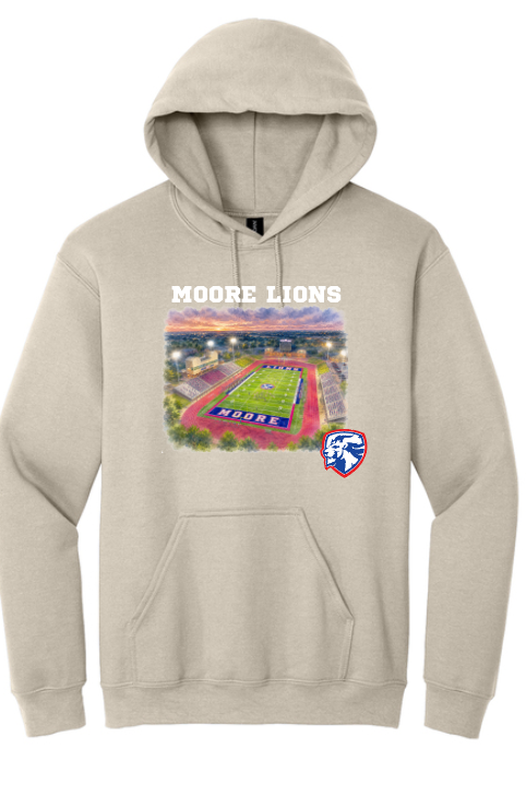 Moore High Football "Watercolor Stadium" Design Hooded Sweatshirt