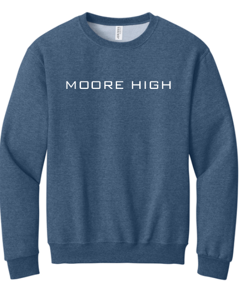 Moore High Football "Line Art Stadium" Design Crewneck Sweatshirt (blue)