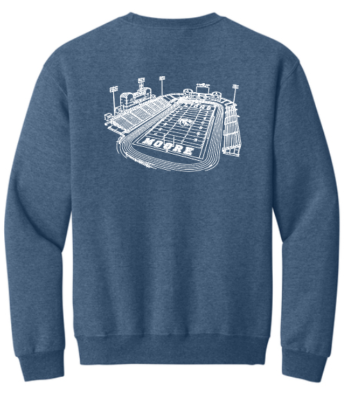 Moore High Football "Line Art Stadium" Design Crewneck Sweatshirt (blue)