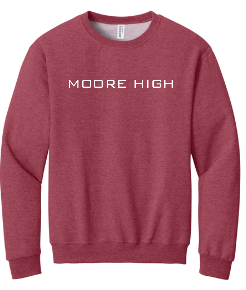 Moore High Football "Line Art Stadium" Design Crewneck Sweatshirt (red)