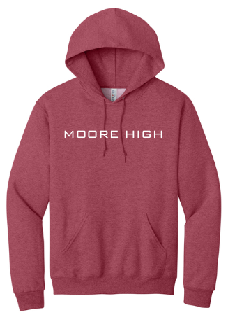 Moore High Football "Line Art Stadium" Design Hooded Sweatshirt (red)