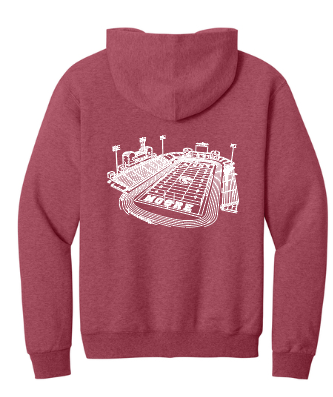 Moore High Football "Line Art Stadium" Design Hooded Sweatshirt (red)
