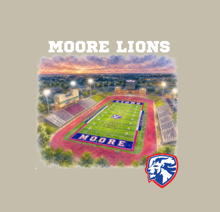Moore High Football "Watercolor Stadium" Design Hooded Sweatshirt