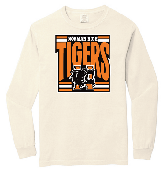 NHS PTA "Tiger Logo" L/S T-Shirt (ivory)