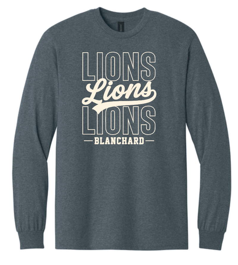 Blanchard PTO "Stack Script" Design Gildan L/S T-shirt (drk heather)