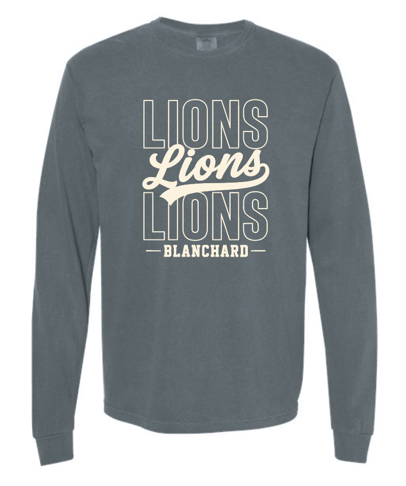 Blanchard PTO "Stack Script" Design Comfort Colors L/S T-shirt (grey)