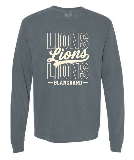 Blanchard PTO "Stack Script" Design Comfort Colors L/S T-shirt (grey)