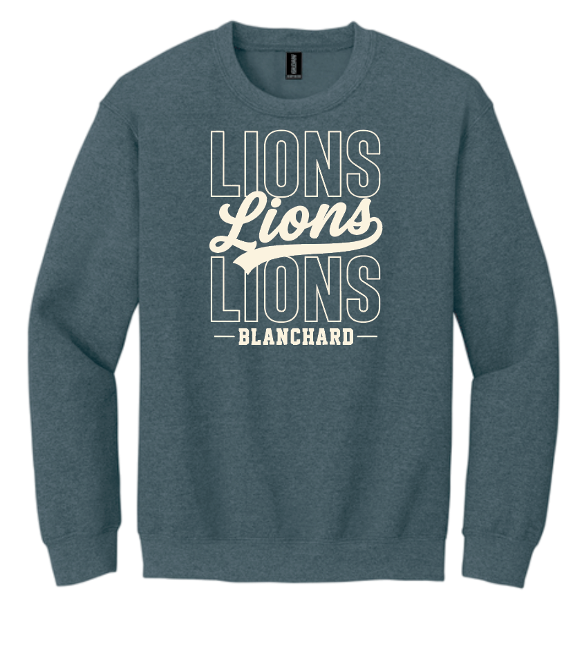 Blanchard PTO "Stack Script" Design Gildan Crewneck Sweatshirt (drk heather)