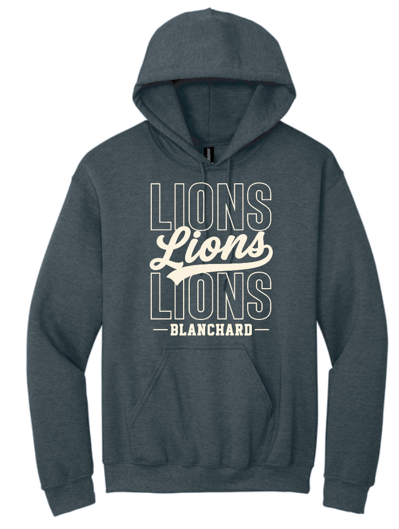 Blanchard PTO "Stack Script" Design Gildan Hooded Sweatshirt (drk heather)