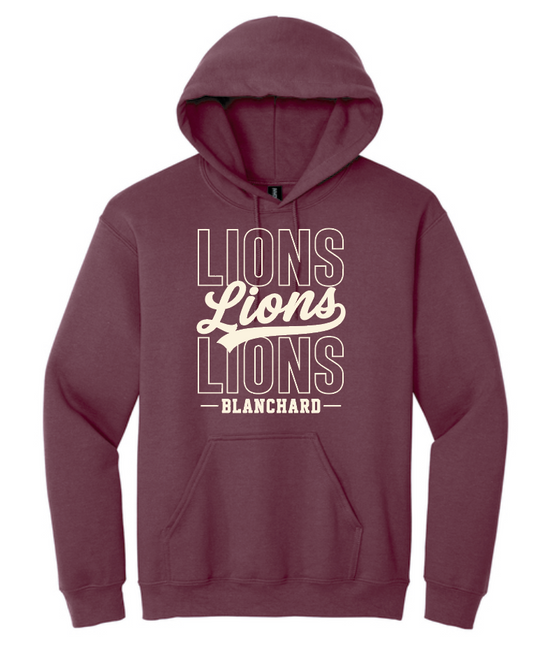 Blanchard PTO "Stack Script" Design Gildan Hooded Sweatshirt (maroon)