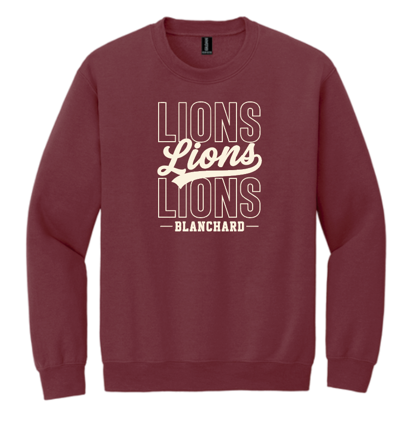Blanchard PTO "Stack Script" Design Gildan Crewneck Sweatshirt (maroon)