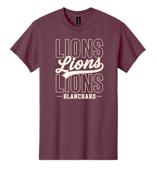 Blanchard PTO "Stack Script" Design Gildan S/S T-shirt (maroon)
