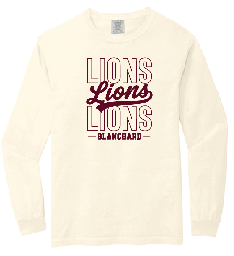 Blanchard PTO "Stack Script" Design Comfort Colors L/S T-shirt (ivory)