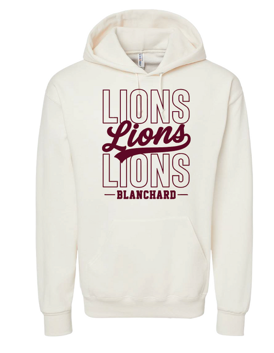 Blanchard PTO "Stack Script" Design Gildan Hooded Sweatshirt (cream)